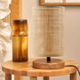 Opviq AYD-3675 Lámpara de mesa de madera y ratán de bambú color crema